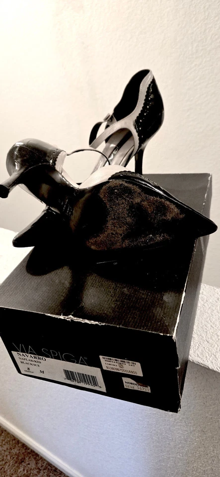 Туфли на каблуках для зрителей VIA SPIGA, черные/белые, лакированная кожа - Изображение 4 из 4