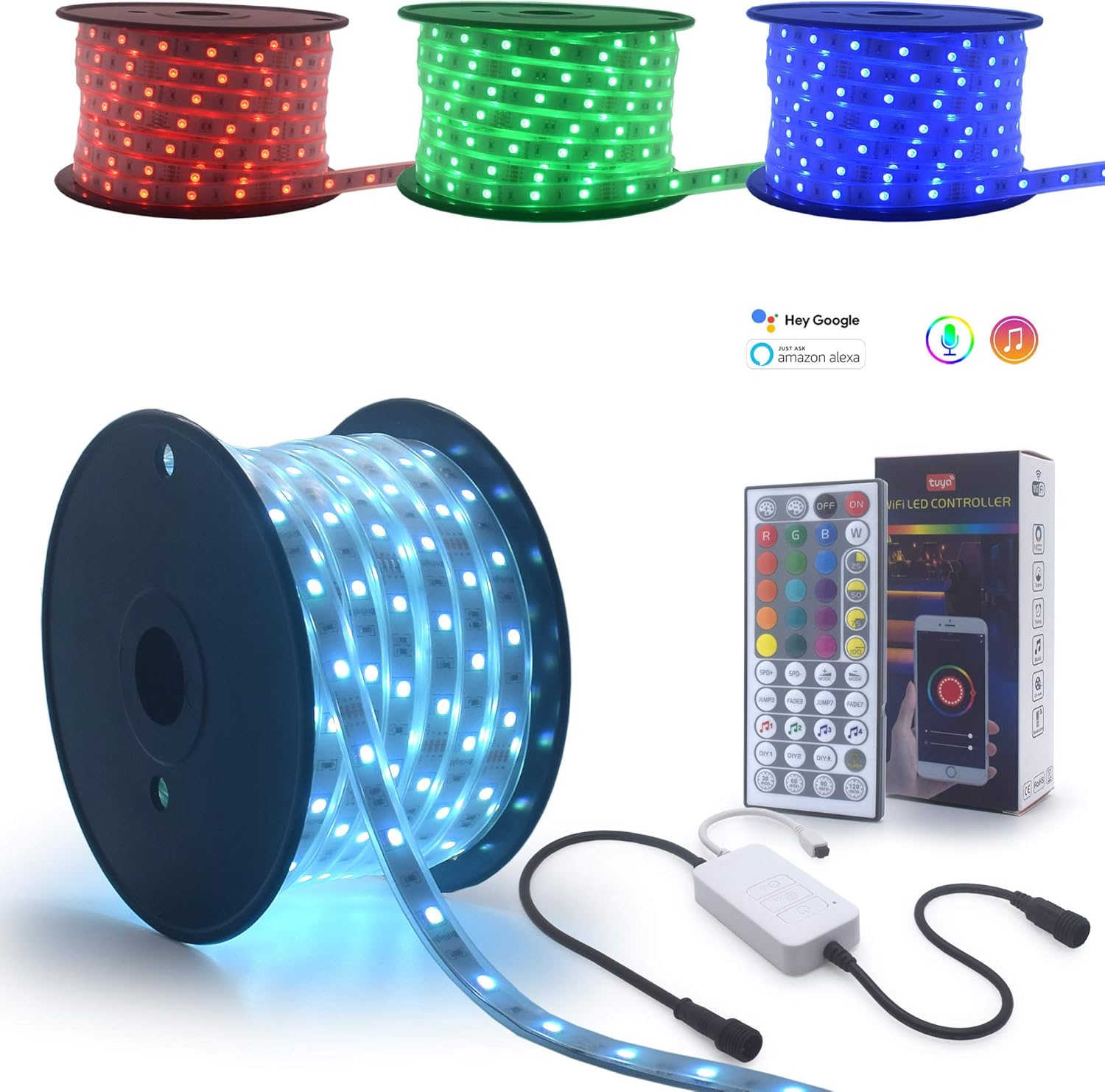 70 Feet Waterproof 24 Volts LED RGB Strip Lights Smart Wifi App Controller Works