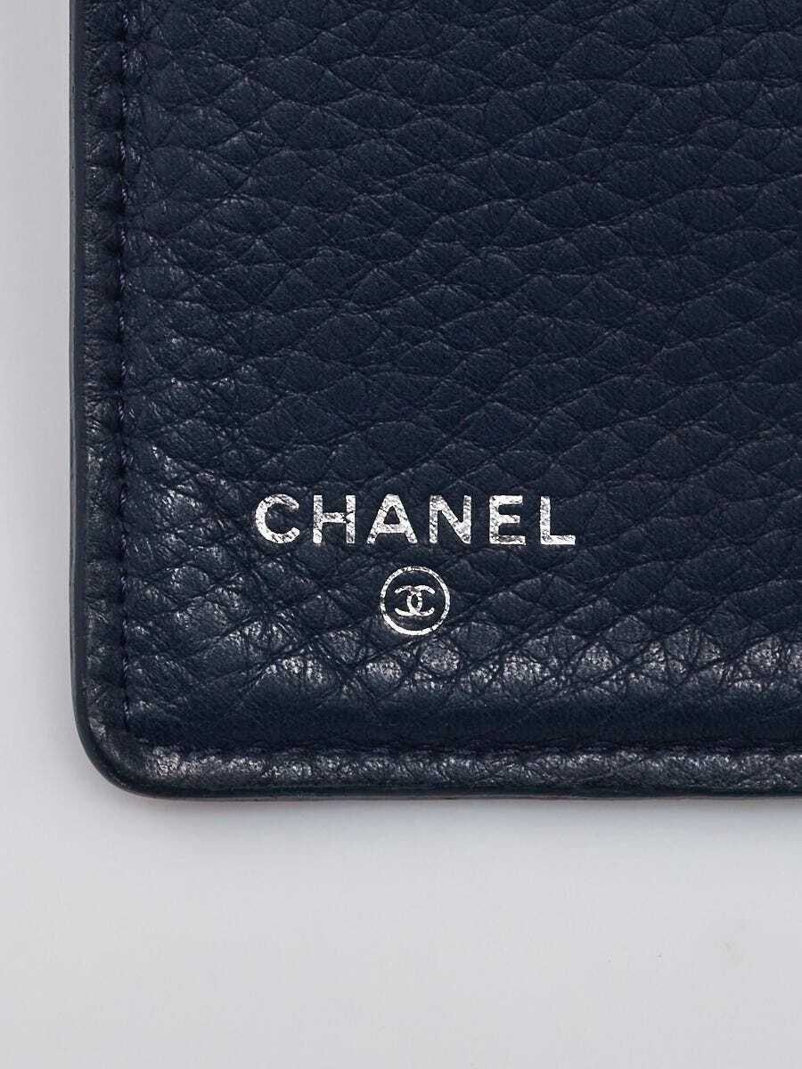 Chanel Dark Blue Goatskin Leather CC L-Double Wal… - image 6