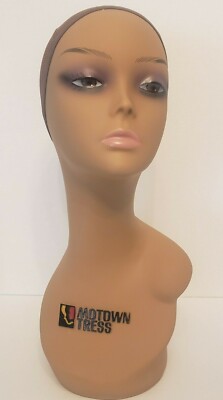 Motown Tress 18'' Realistic Mannequin Wig Head PVC Manikin Stand for Display