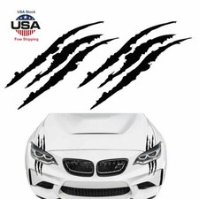 2pcs Black Monster Claw Scratch Decal Reflective Sticker For Car Headlight Decor
