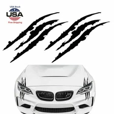 2pcs Black Monster Claw Scratch Decal Reflective Sticker for Car Headlight Decor