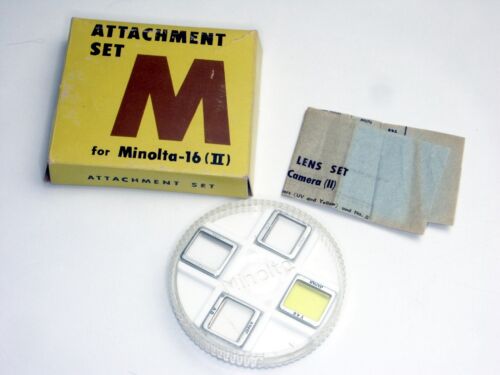 Minolta 16 II complete filter Attachment Set - UV, #1, #2, K2 (Yellow) in box
