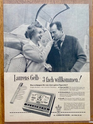 Laurens Gelb Cigaretten Original 1956 Vintage Advert Werbung Reklame V2