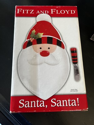 NEW Fitz And Floyd ''Santa, Santa'' Snack Plate With Spreader
