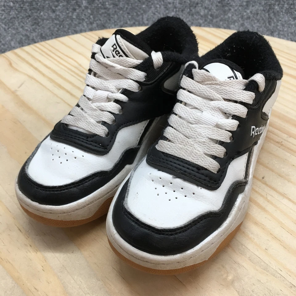 Reebok Shoes Youth 11 Boys Court Drift Athletic Low Sneakers Black White Leather - Image 3 of 4