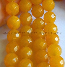 Beautiful 6mm Natural Yellow Faceted Jade Gemstone Loose Beads Jewelry Making