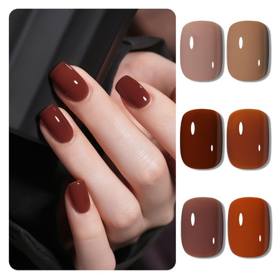 Rose Garden Jelly Gel Nail Polish of 6 Transparent Nude Red Pink Brown Colors Sh