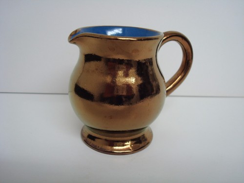 VINTAGE COPPER LUSTRE JUG FROM CREIGIAU POTTERY WALES 1/4 PT. APPROX 3.5" TALL - Picture 6 of 6