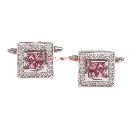 Boutons De Manchette En Argent 925 Avec Zircone Rayé – Marque Silverspeck, Neuf Sans Emballage