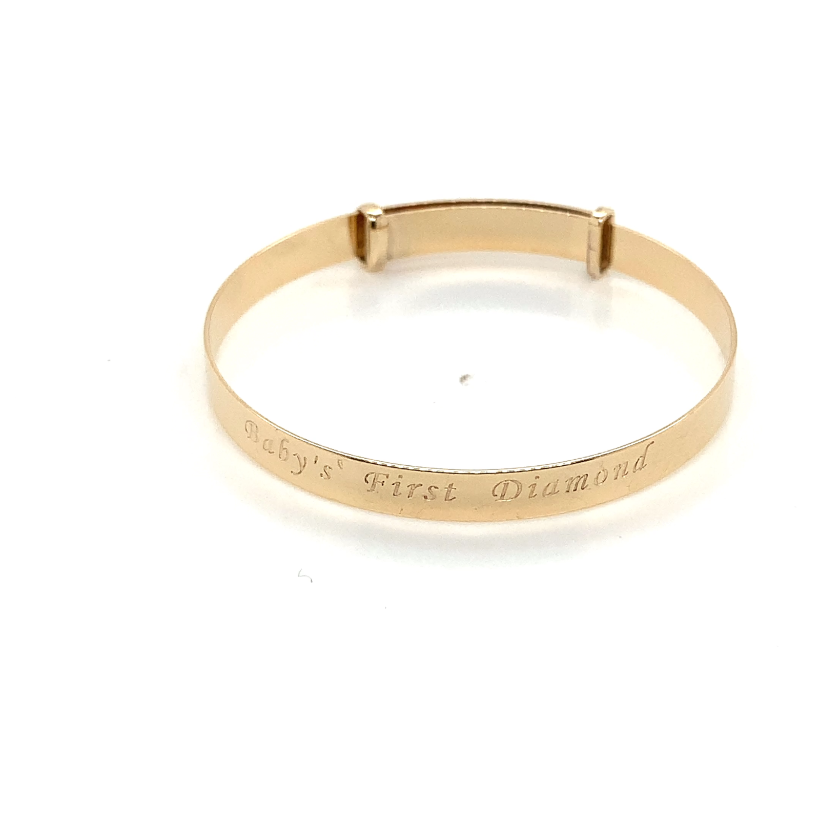 Baby's First Diamond Bangle Bracelet in Real Solid Gold Girl baby