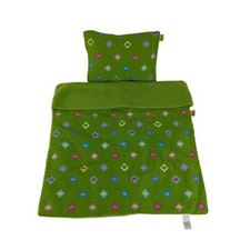 Manta y almohada verde Build A Bear ropa de cama rosa lunares corazones polar BABW