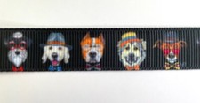 Dog Grosgrain ribbon 5/8" faces hats glasses grosgrain black