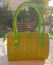 MINI BORSA A MANO DI PAGLIA VERDE (s42)