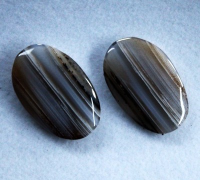 22.20 cts Natural Cabochon Agate Slice Black Geode Smooth Loose Gemstone Pair