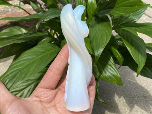 Calavera de cristal de cuarzo ángel tallado opalita de 4,8" Reiki curación 1 pieza - Imagen 4 de 8