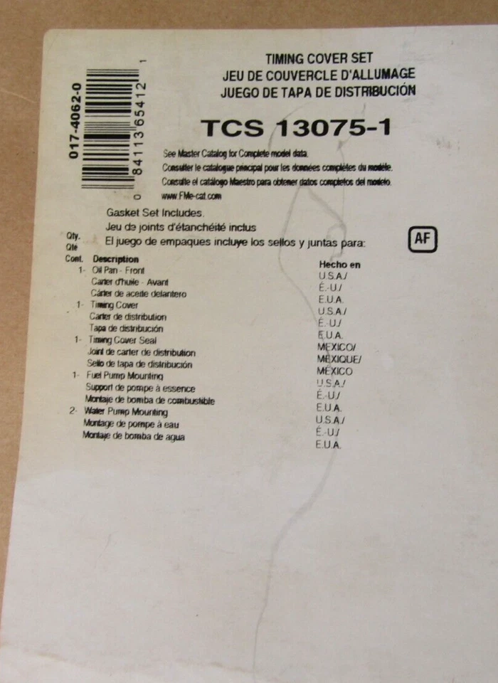 Комплект прокладок ГРМ Fel-Pro 1968-70 Ford Mustang 1965-1973 Ford F-100 TCS-13075-1 - Изображение 4 из 4