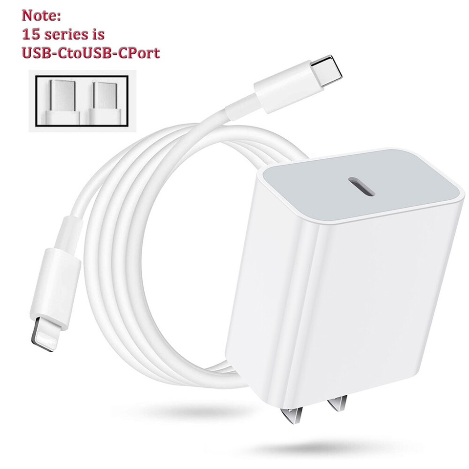 PD 20W Power Adapter USB TypeC Fast Charger Cable For iPhone 16 15 14