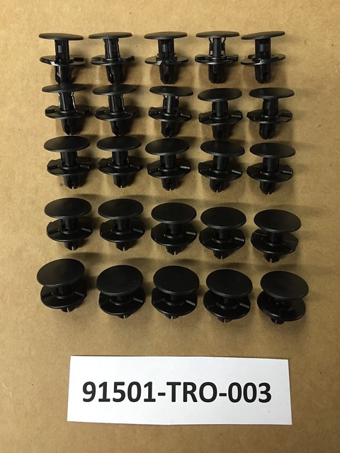 100-Pack Honda/Acura Fender Push Retainer Clips - Replacement For OEM 91501-TR0-003
