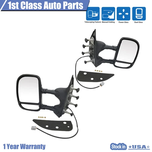 Pair Power Folding Mirrors Fits 09-16 Ford E-350 E-450 Super Duty E-150 Van