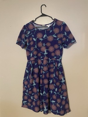 LuLaRoe Amelia Dress Women's Short Sleeve, Maroon, Size XL