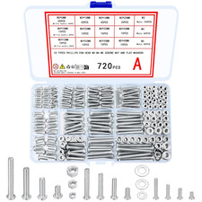 720 Pcs Nuts and Bolts Assortment Kit, M3 M4 M5 Carbon Steel
