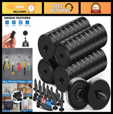 Heavy Duty Neodymium Magnets 20LBS Pull Strength - 36 Pack Screw-On Strong Magne