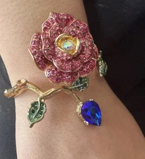 Betsey Johnson  Rose Hinged Bangle Bracelet
