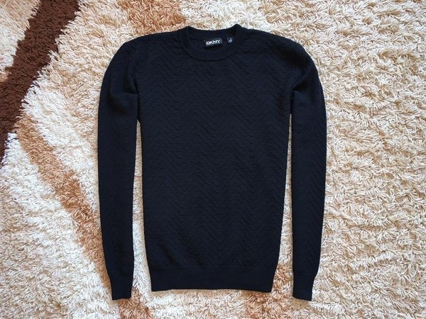 Men DKNY Sweater Black Wool 42 / XL / 50 #BOOK