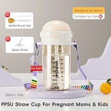 PPSU Maternity Straw Drinking Cup with Auto Flip-Lid for Pregnant Moms Kids
