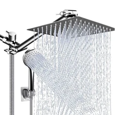 Chrome 8"Rain Shower Head with Handheld Spray Combo High Pressure Adjustable Arm