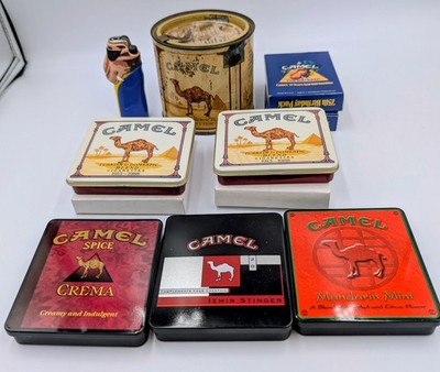 Lot Of Camel Tobacco Items 100ct Round Cigarette Tin, 1988 Employee Tins. Empty