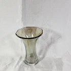Vintage Fenton Iridescent Stretch Glass Flared Vase with Black Rim, 6"