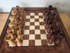 32 Wooden Chess Pieces & 30 Wooden Checker Pieces Complete Set- NO BOARD