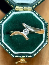 Solid 9ct Gold And Diamond Solitaire Ring Full Hallmarks Size O