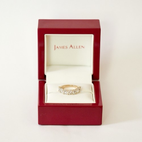 James Allen 7-Stone 3.00ctw Cushion Lab Diamond Band 14k Yellow Gold 2mm