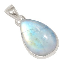 Natural Rainbow Moonstone - India 925 Sterling Silver Pendant Jewelry ALLP-30586