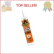 Gorilla Waterproof Caulk & Seal 100% Silicone Sealant, White, 10oz Cartridge (Pa