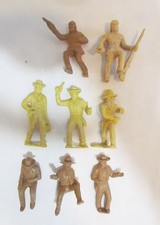 MARX LOT OF 8 VINTAGE 60mm WESTERN PLAYSET FIGURES TOWN COWBOYS  PIONEERS