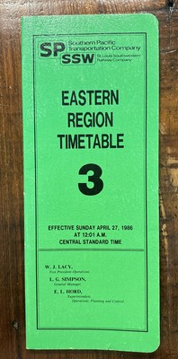 Southern Pacific Transportation Eastern Region Timetable #3 April 27, 1986