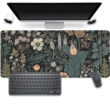 Dark Cottagecore Botanical Desk Pad Mouse Pad,Large Gaming Floral Mouse Mat w...