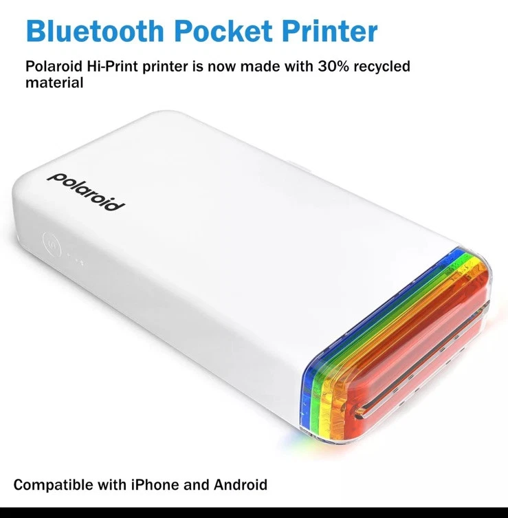 Polaroid - Hi-Print 2x3 Pocket Photo Printer Generation 2 - White - Image 3 of 4