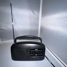 GE Portable AM FM Radio Receiver Black AC Battery 7-2664-B Headphone jack works