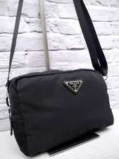 PRADA Nylon Saffiano Leder Crossbody Kameratasche Tasche Schwarz Vintage Auth