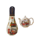 London Souvenir Ceramic Kitchen Set –Spoon Rest & Teapot Tea Bag Holder –UK Gift