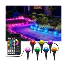 IVRICH Outdoor Ground Lights, 200ft Smart RGB Outdoor Light with Color Changi...