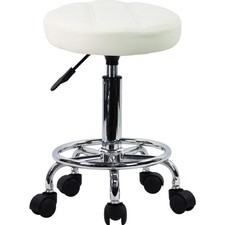 Höhenverstellbarer Drehhocker Kunstleder Weiß Barhocker Arbeitshocker