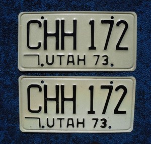 1973 UTAH License Plate Plates PAIR / SET