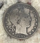 1901 Barber Half Dollar Good Silver 50cb Free Shipping