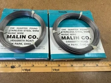 Malin Co. Music Wire Spring Steel 2 Boxes One quarter Pound Each Dia 014 and 033